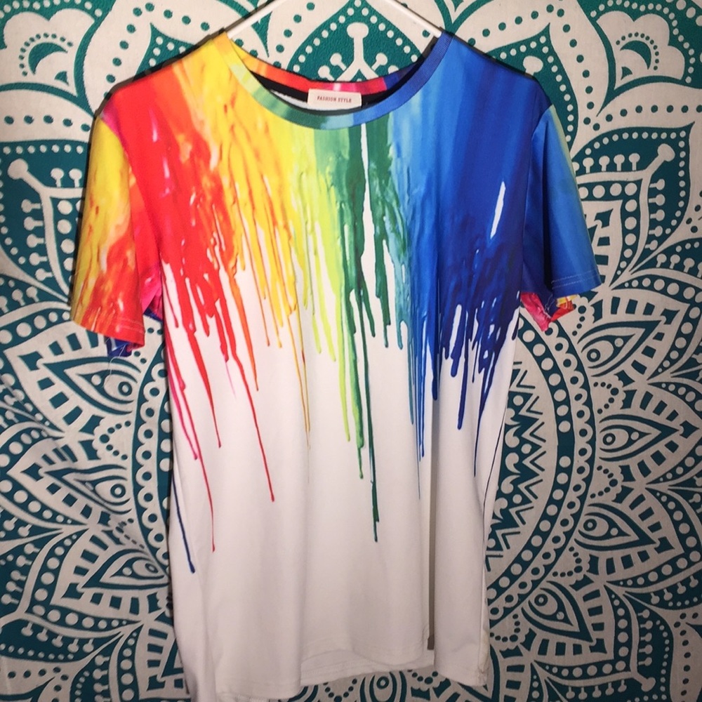 Men's Rainbow "Paint Drip" Graphic tee✨‍✨